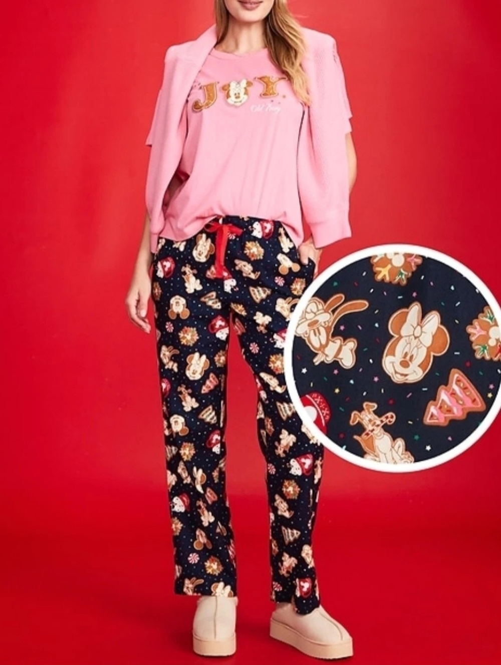 OLD NAVY X Disney Women's Holiday Pajama Pants Mickey & Minnie Cookies Print S
